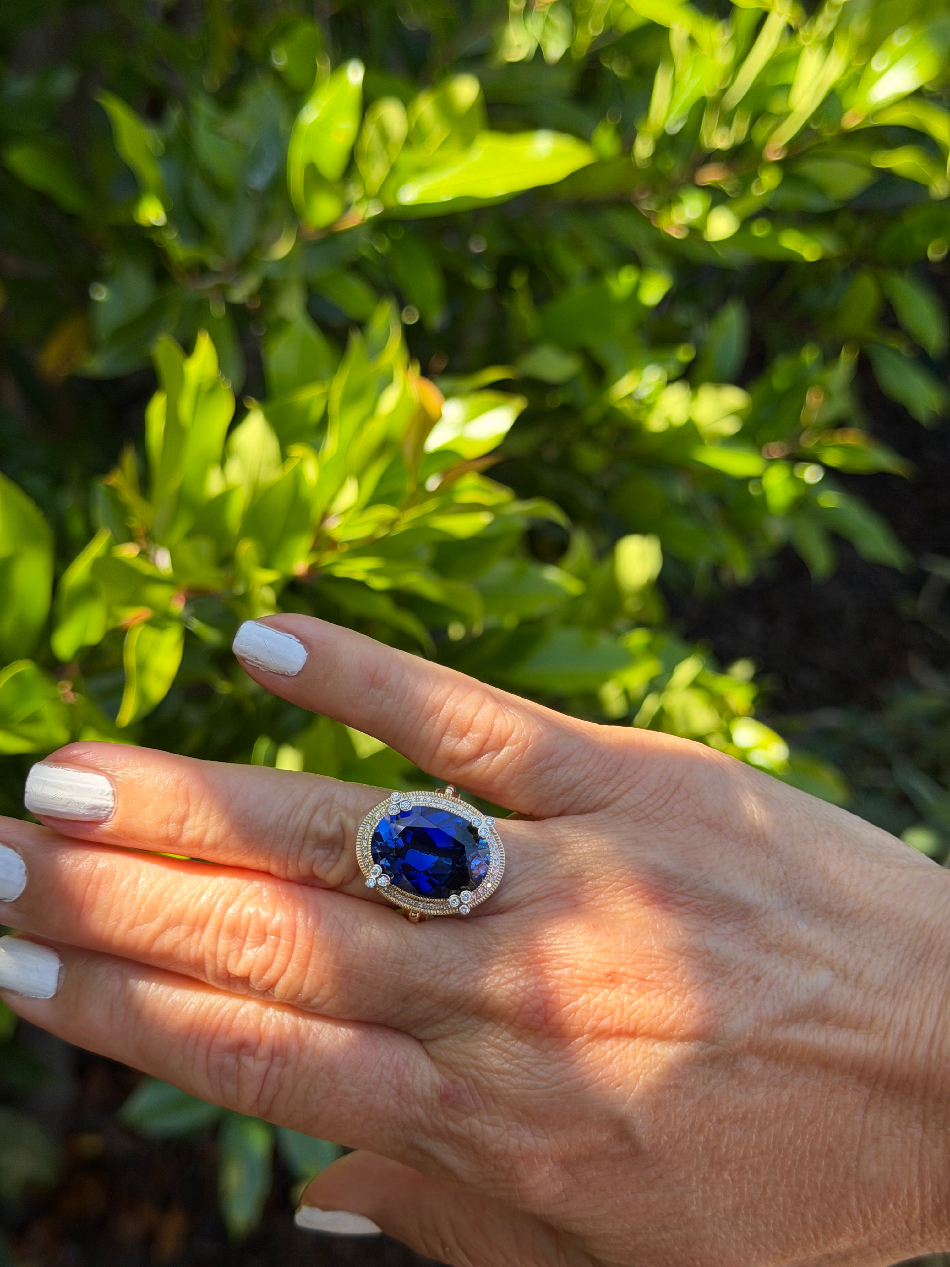 Polo Ring in Laboratory Blue Sapphire