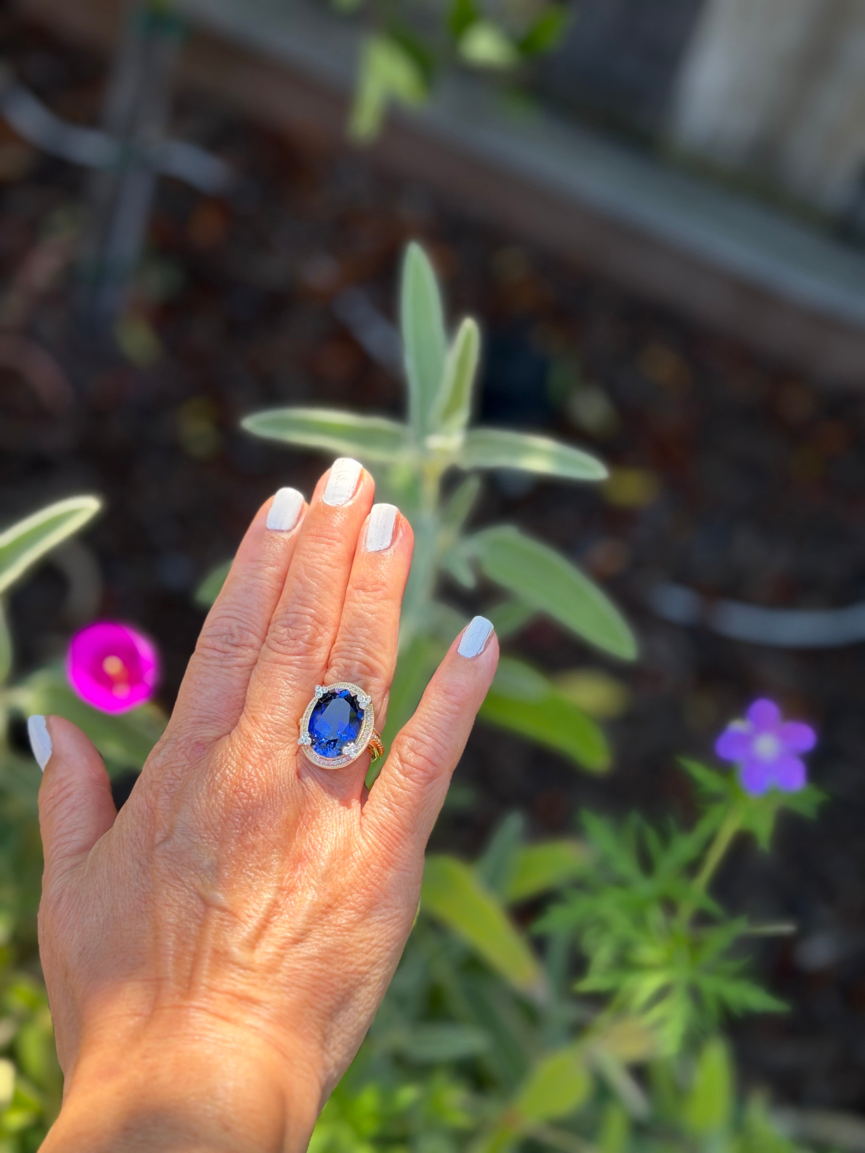Polo Ring in Laboratory Blue Sapphire