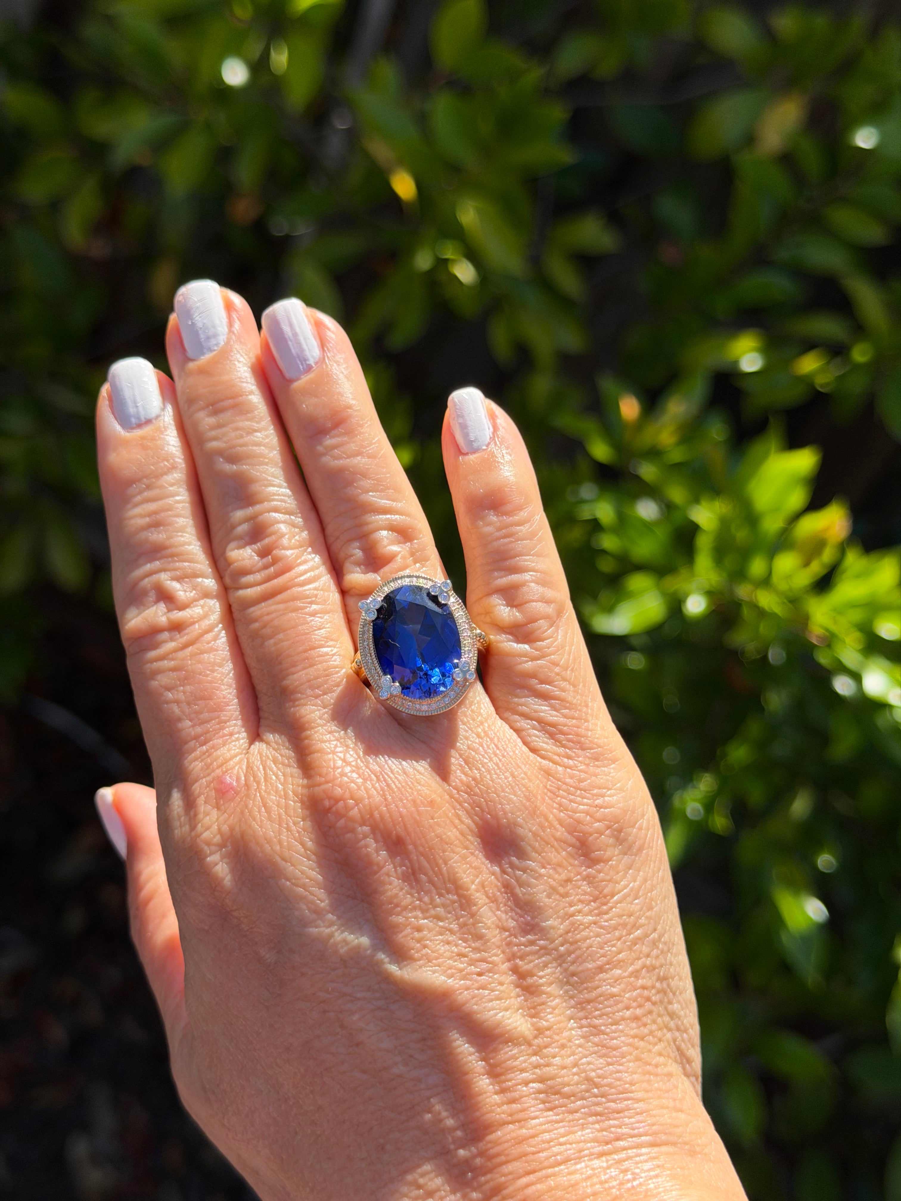 Polo Ring in Laboratory Blue Sapphire