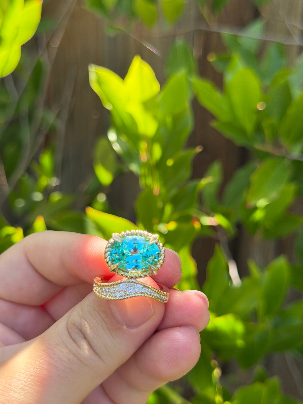 Wave Ring in Laboratory Paraiba Sapphire