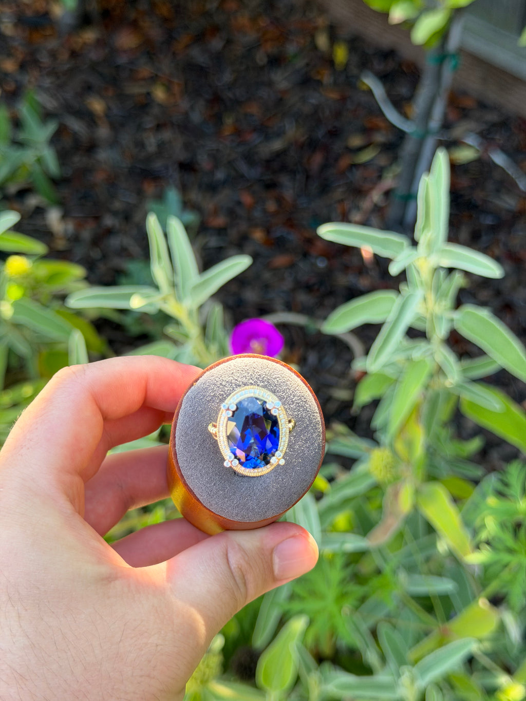 Polo Ring in Laboratory Blue Sapphire