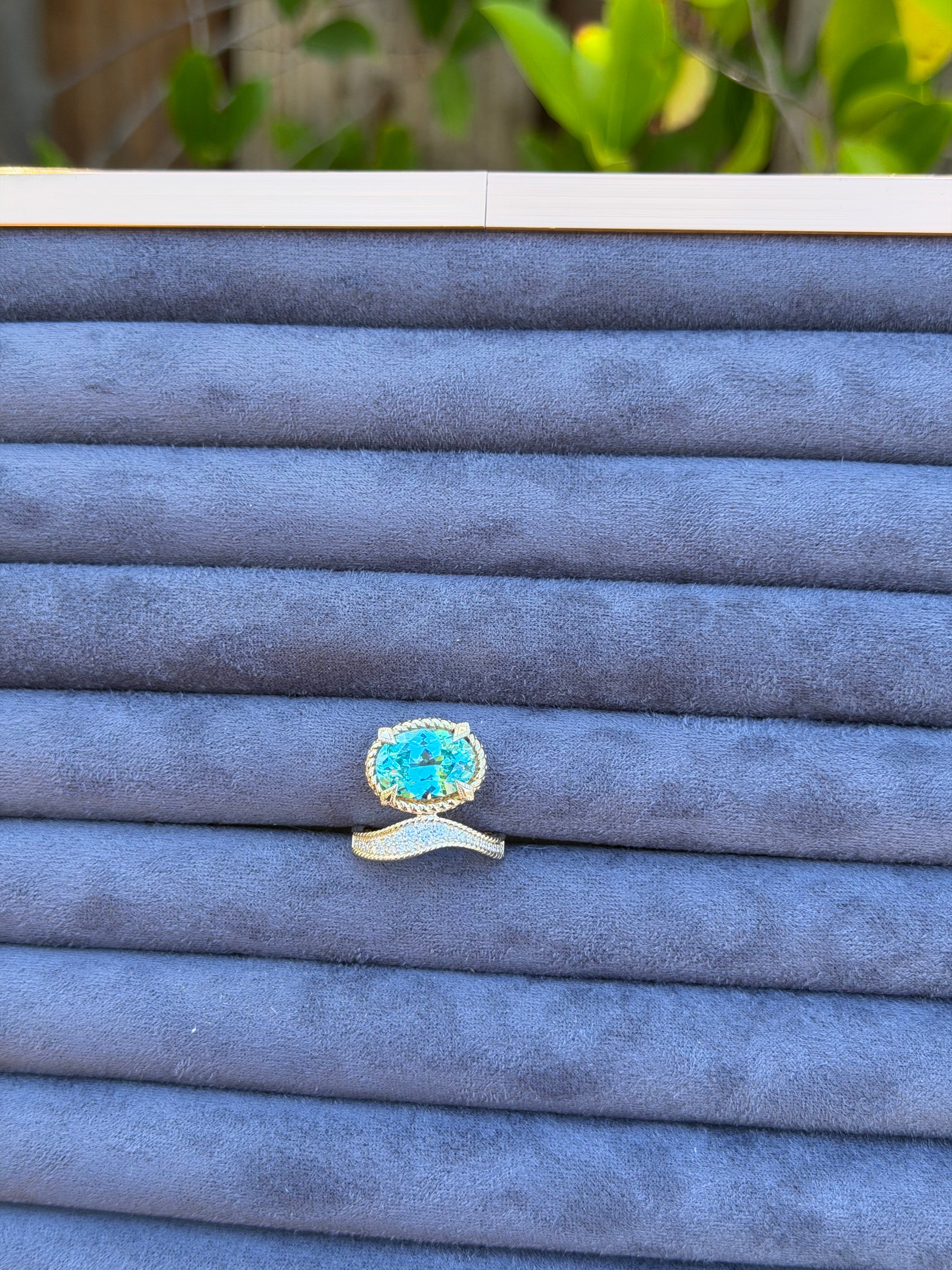 Wave Ring in Laboratory Paraiba Sapphire