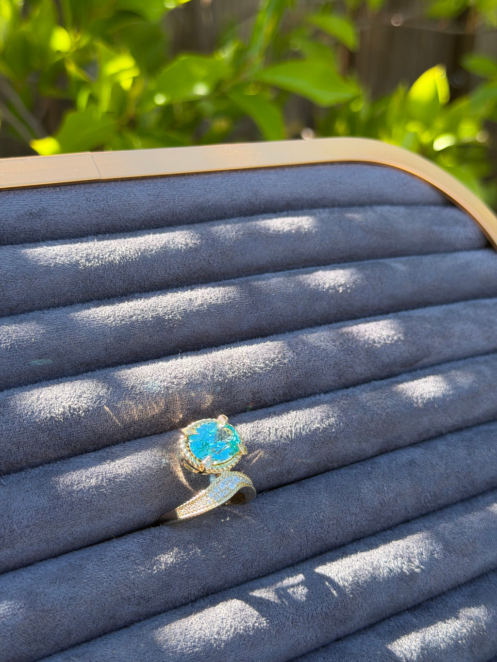 Wave Ring in Laboratory Paraiba Sapphire
