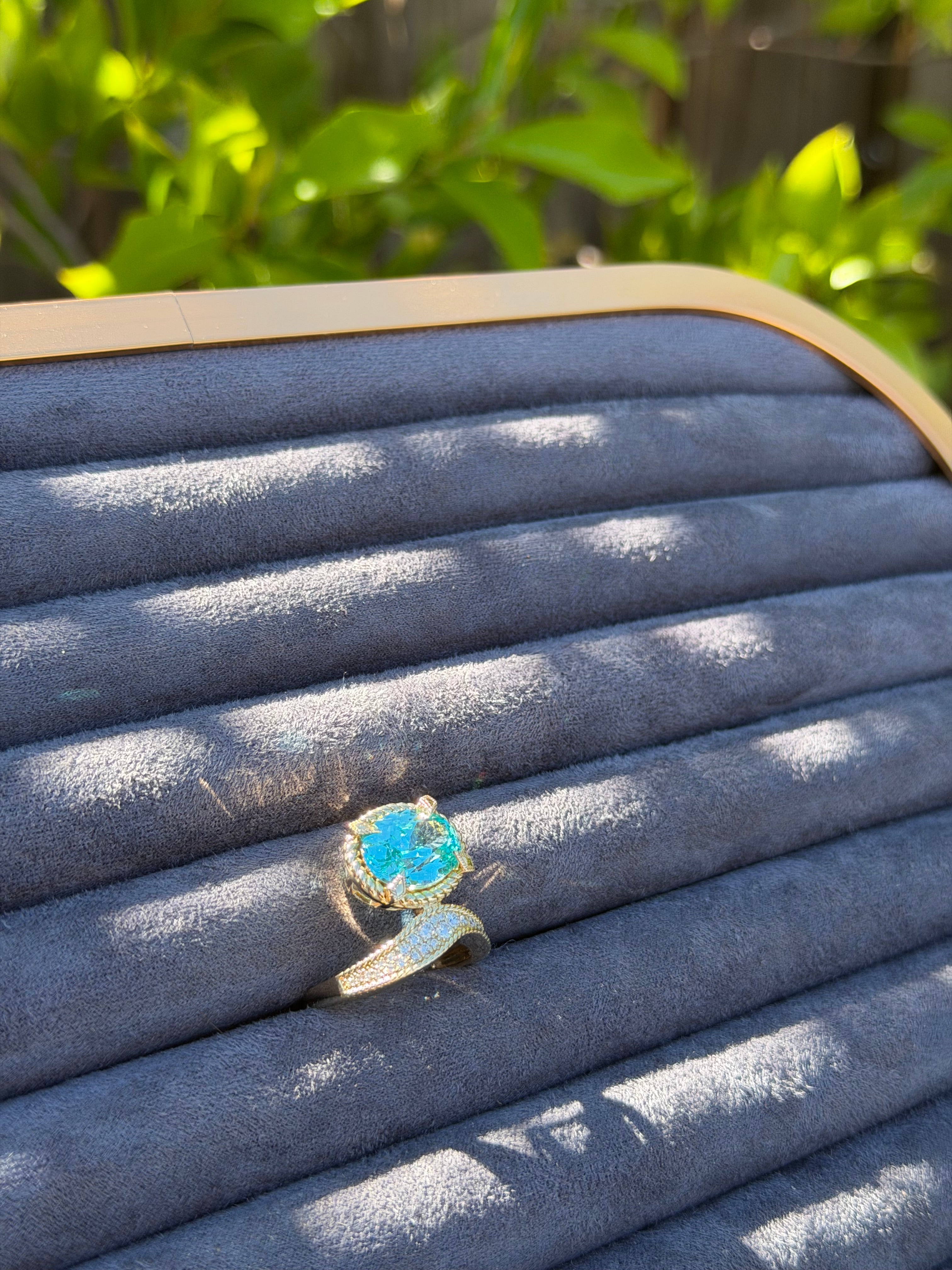 Wave Ring in Laboratory Paraiba Sapphire