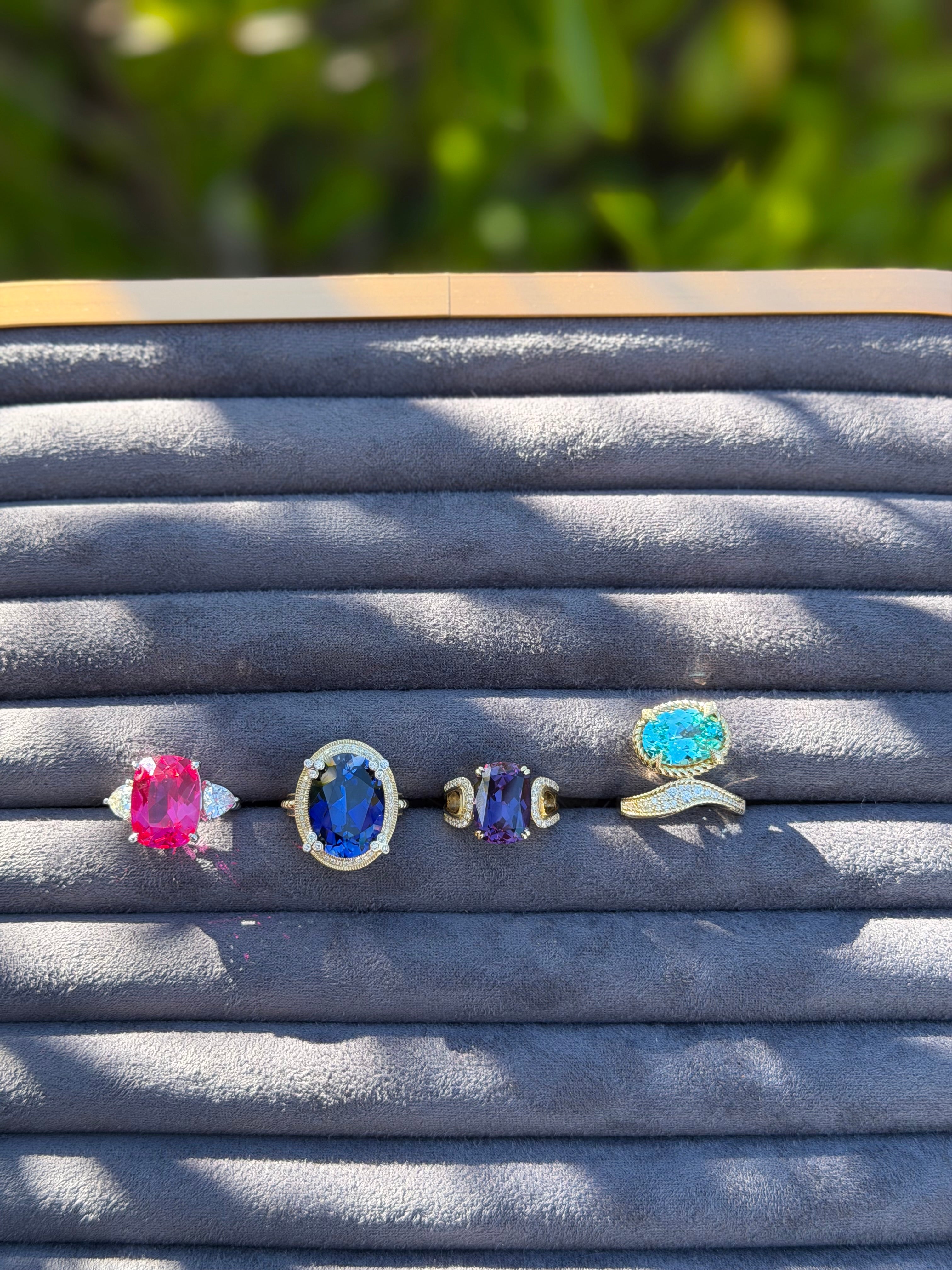 Wave Ring in Laboratory Paraiba Sapphire