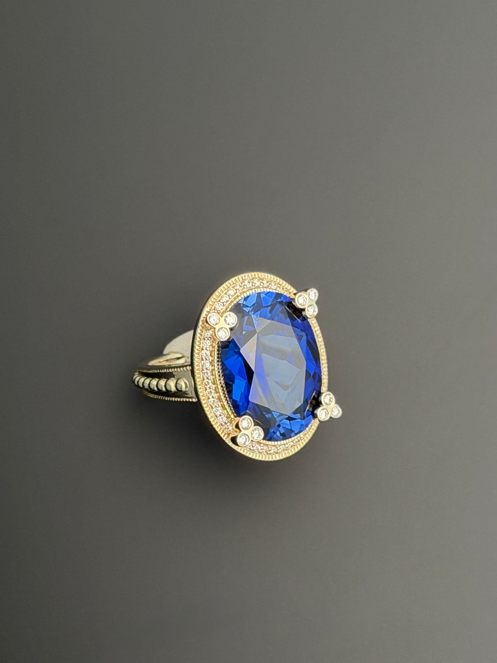 Polo Ring in Laboratory Blue Sapphire