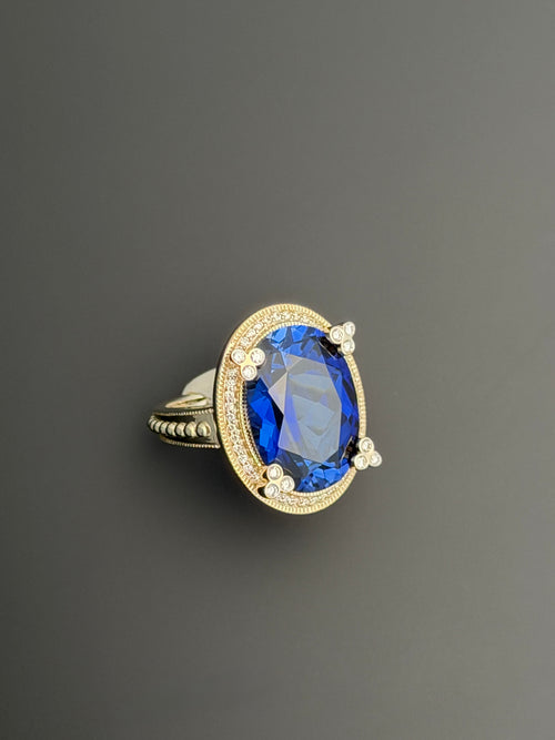Polo Ring in Laboratory Blue Sapphire