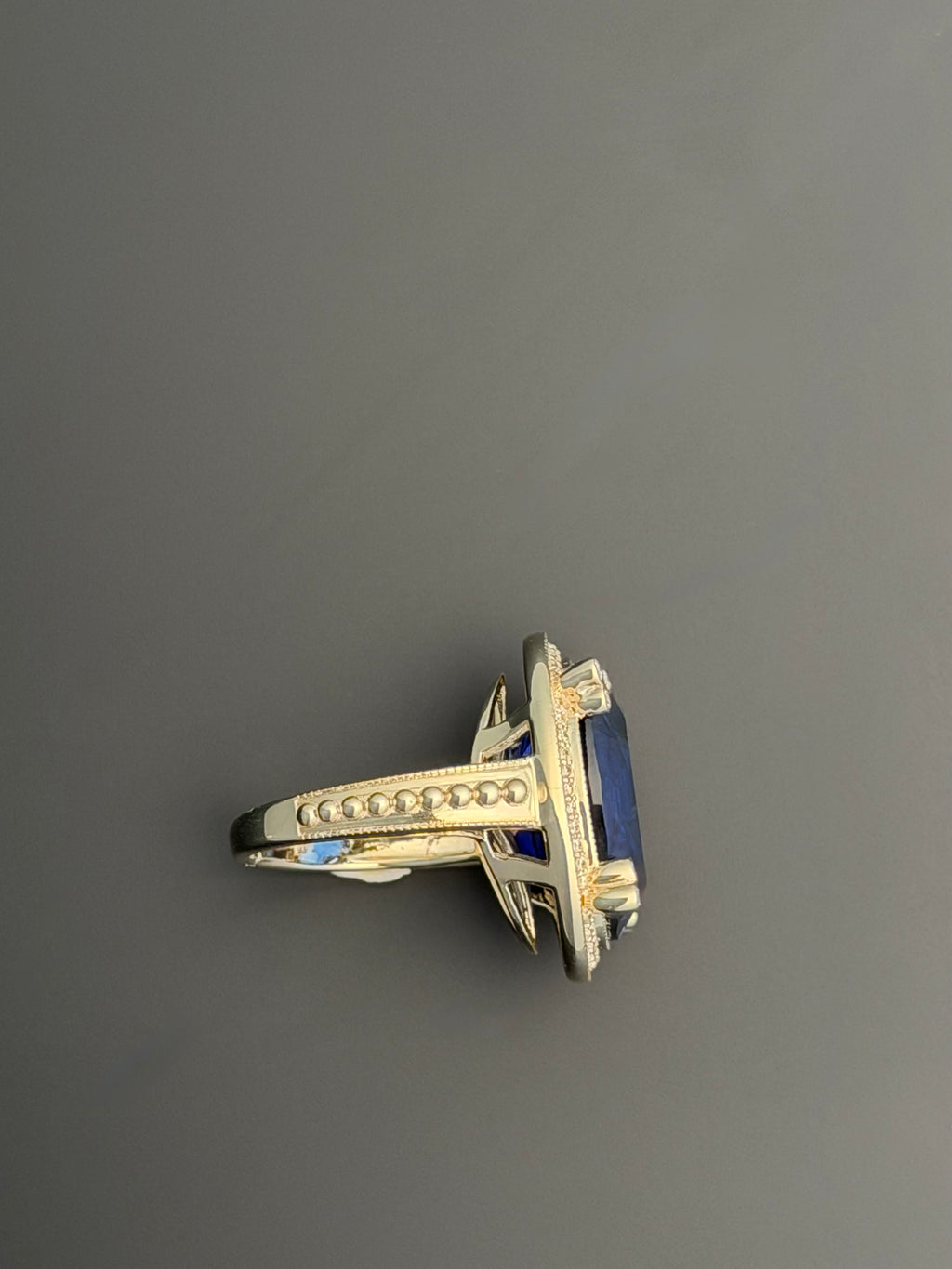 Polo Ring in Laboratory Blue Sapphire