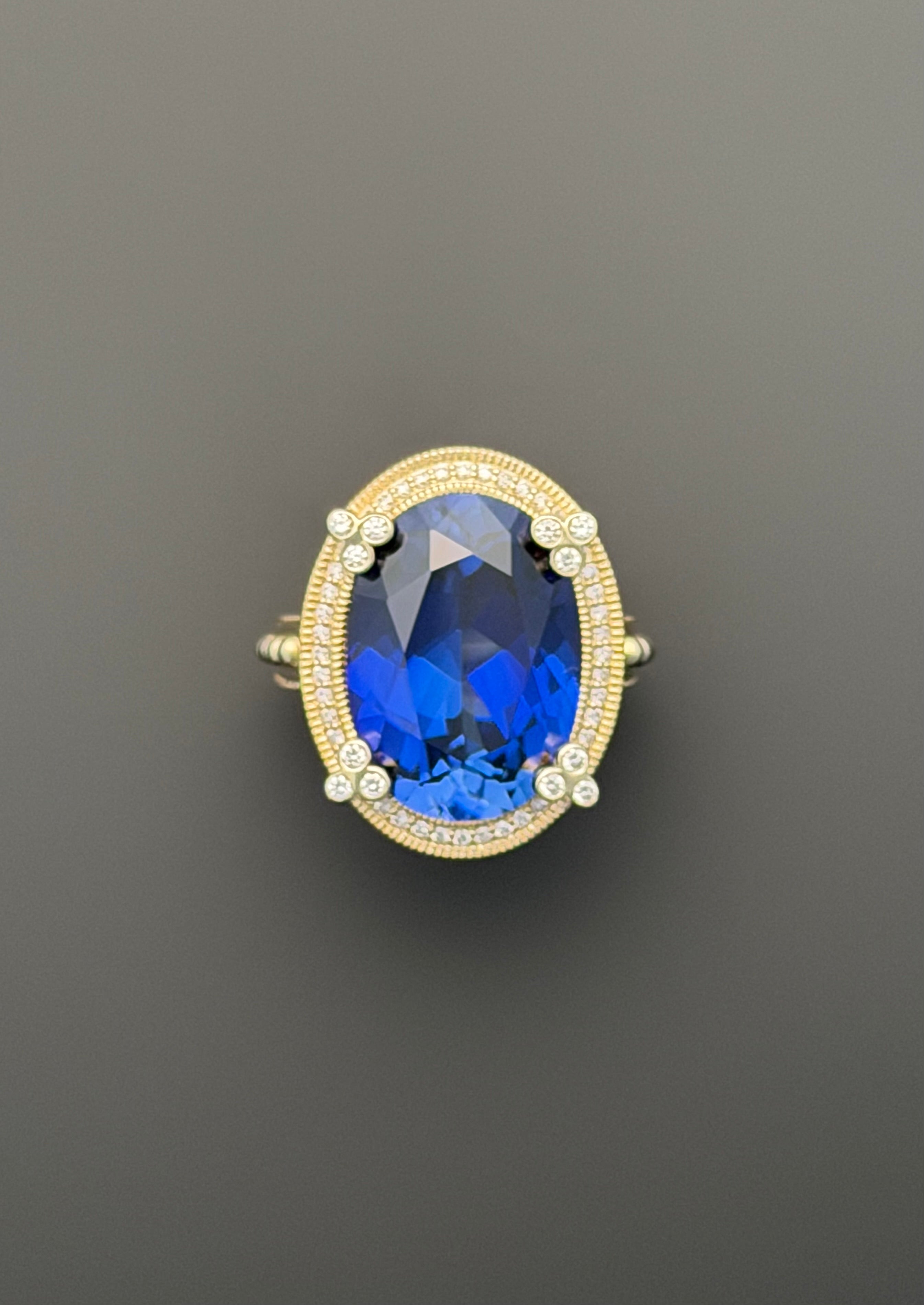 Polo Ring in Laboratory Blue Sapphire