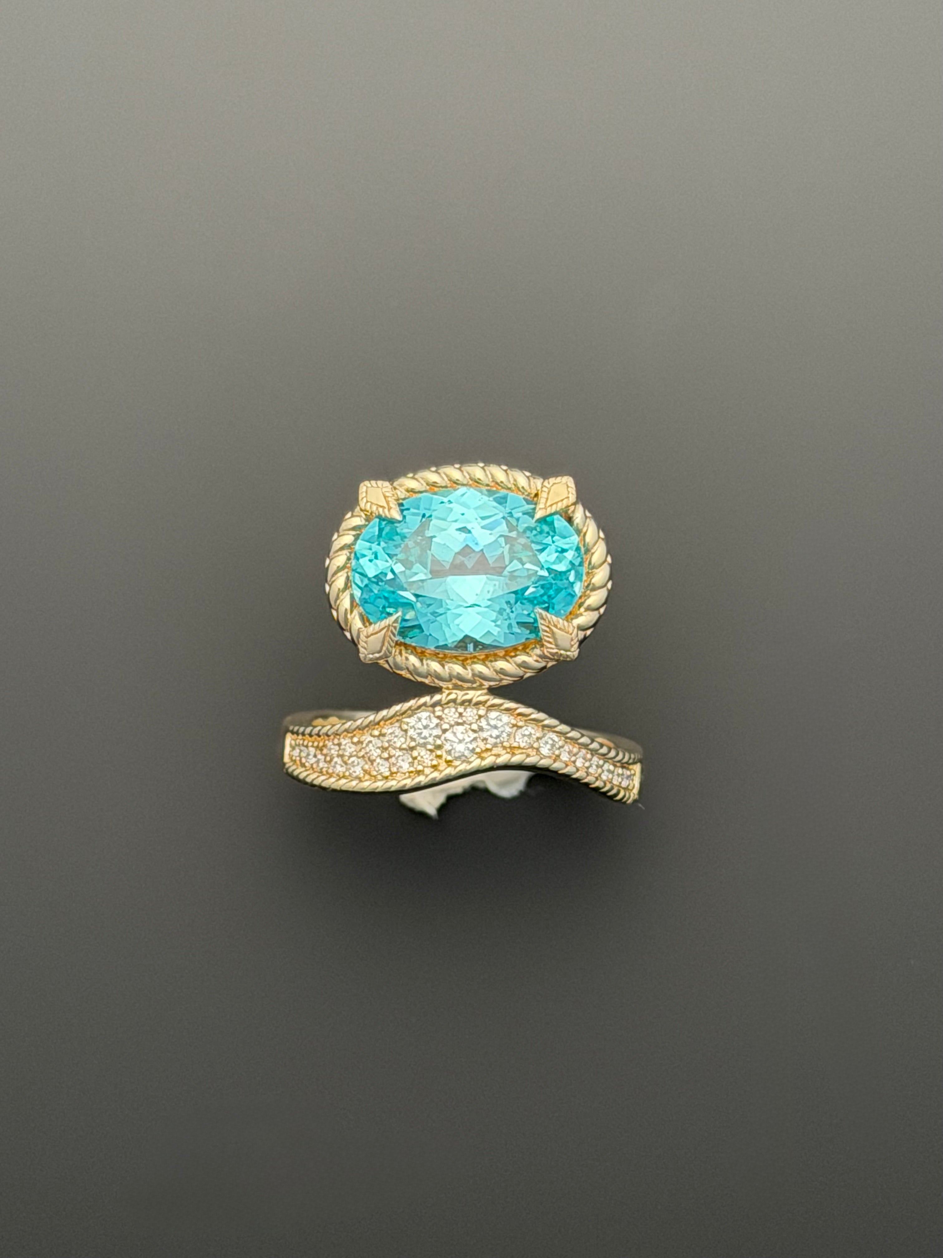Wave Ring in Laboratory Paraiba Sapphire