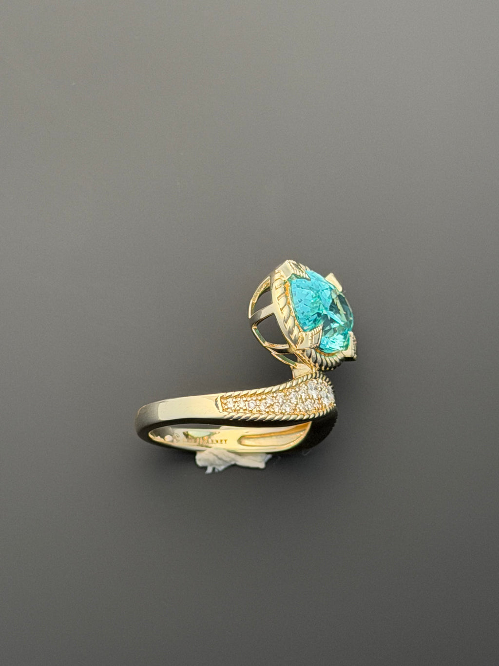 Wave Ring in Laboratory Paraiba Sapphire