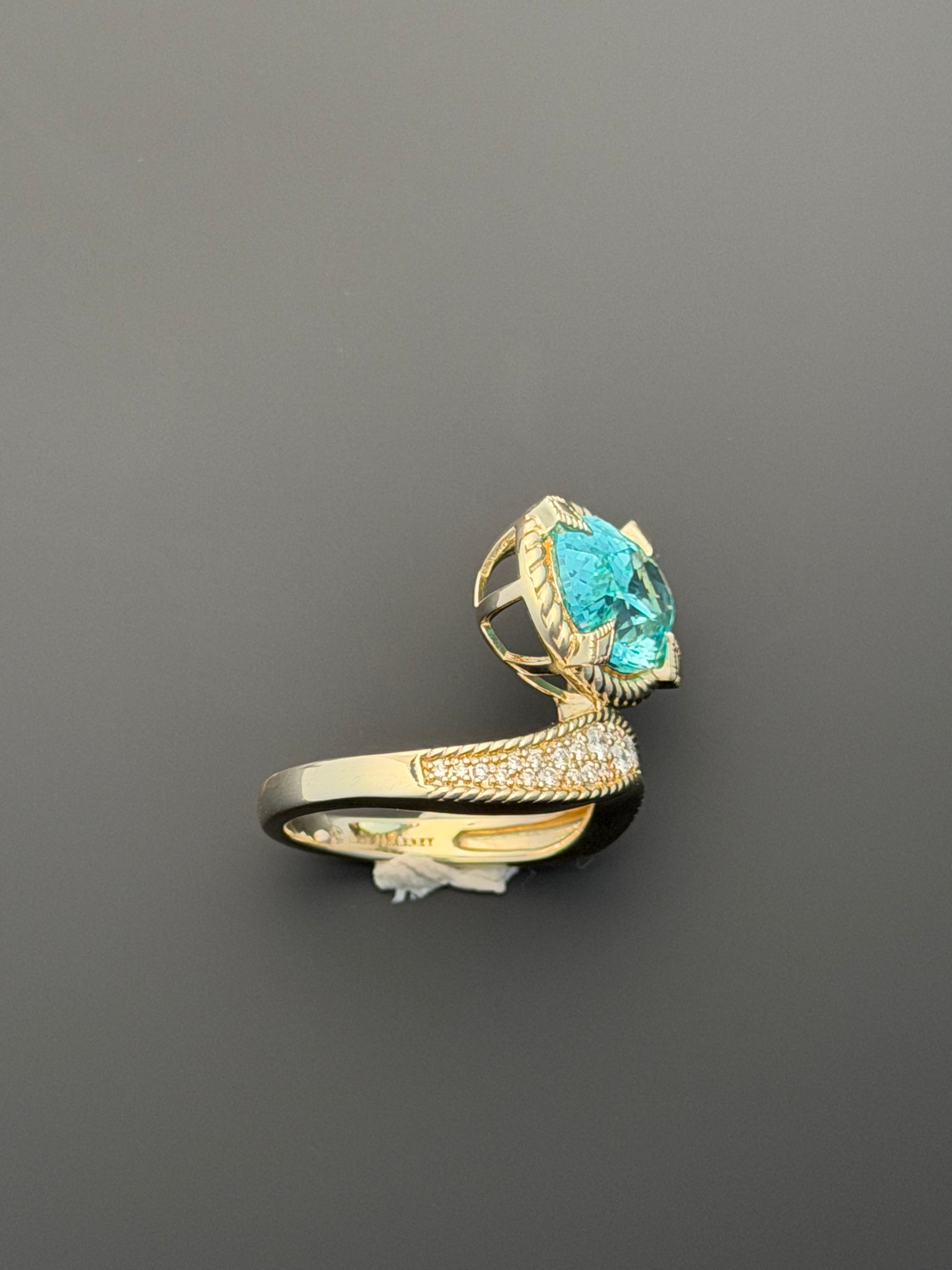 Wave Ring in Laboratory Paraiba Sapphire