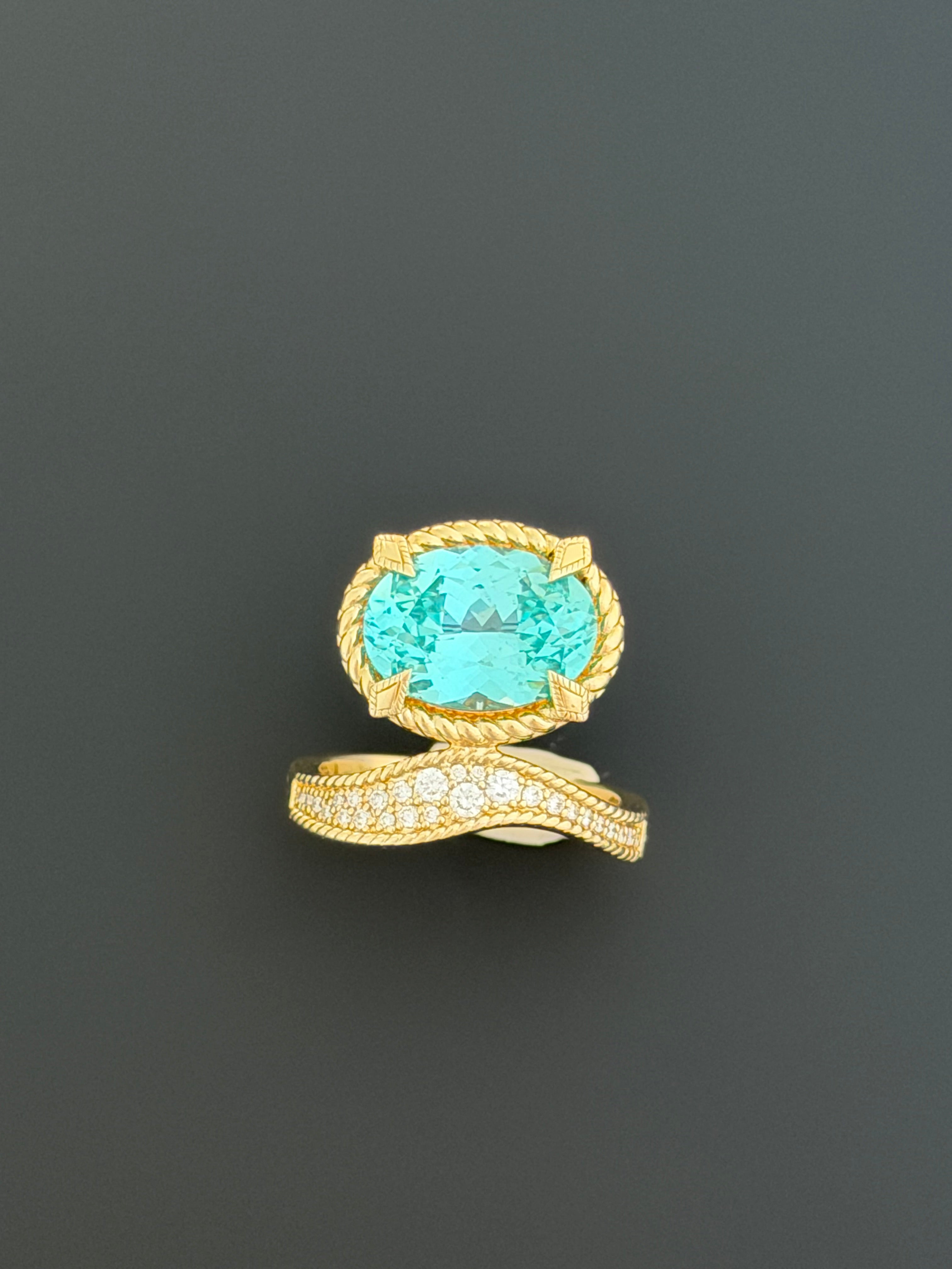 Wave Ring in Laboratory Paraiba Sapphire