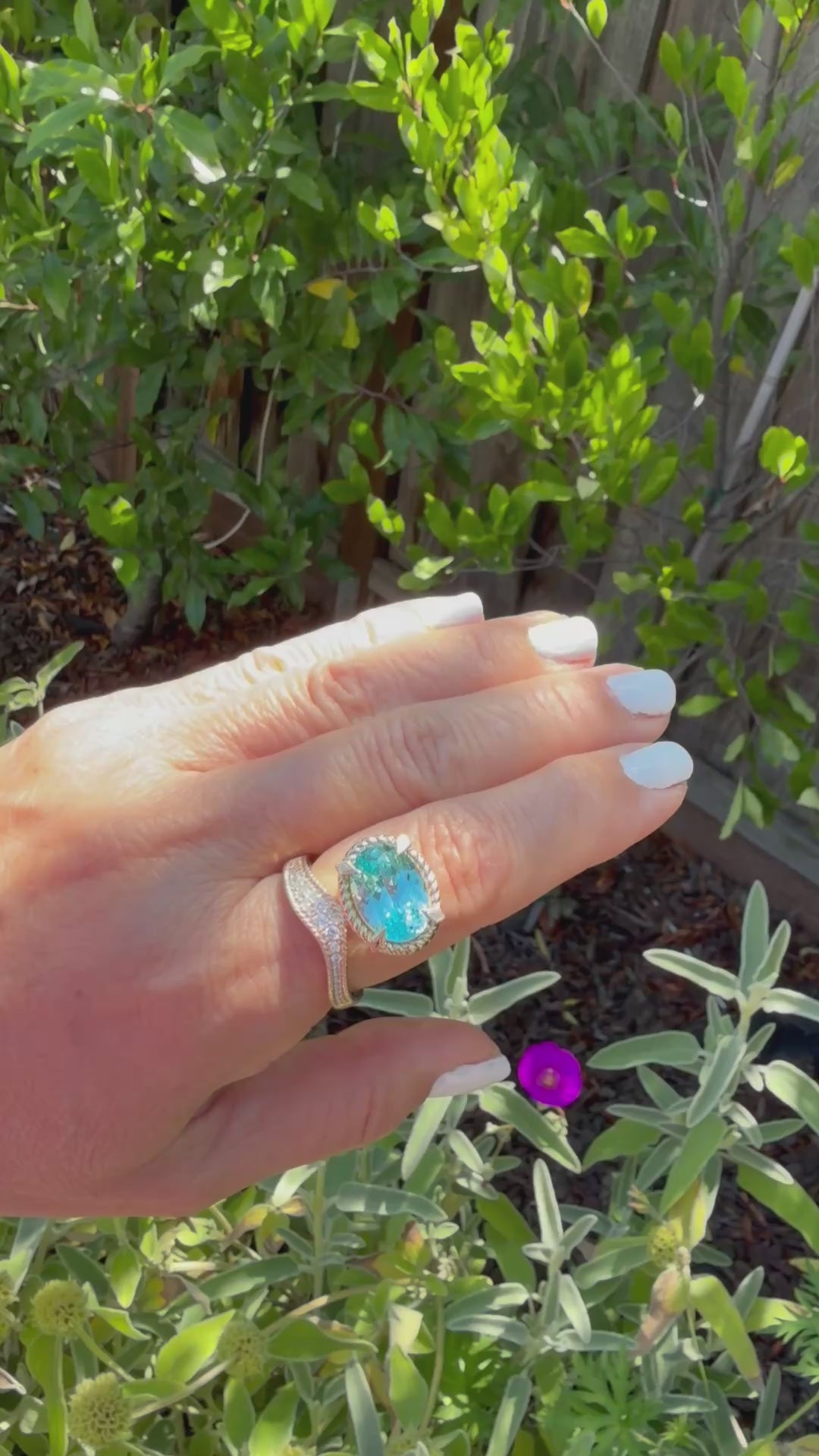 Wave Ring in Laboratory Paraiba Sapphire